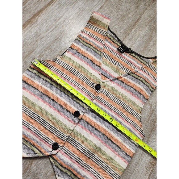 VTG Basic Editions Mutlicolor Stripe Vest Sleeveless V Neck Cotton Retro Sz M - Picture 9 of 11
